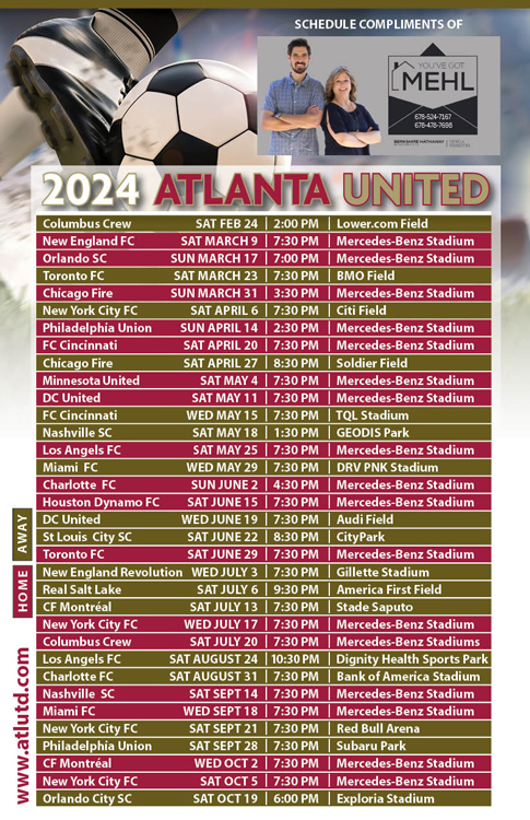 2021 Atlanta Unitd Schedule