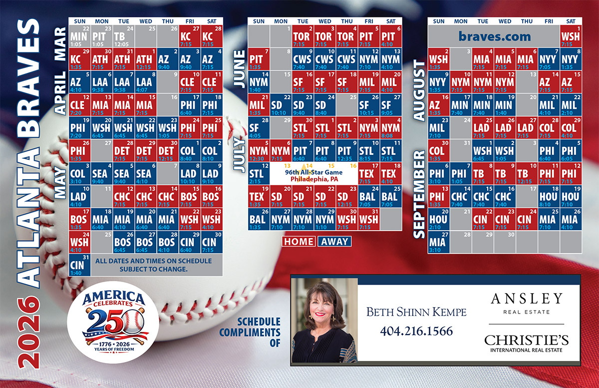 eTouch Marketing Atlanta Braves Schedule Direct Mail Post Card Atlanta GA