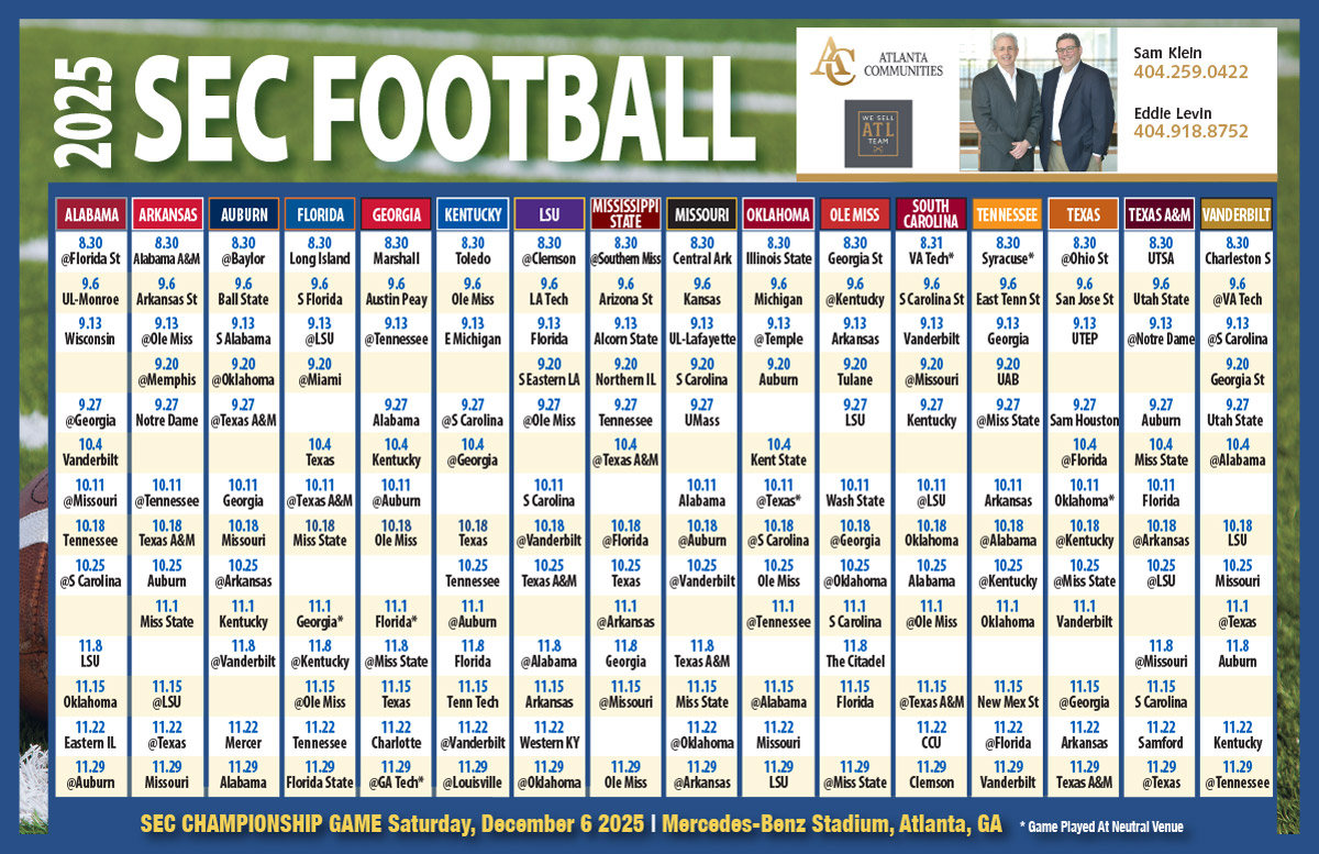 eTouch Marketing SEC Football Schedule Direct Mail Post Card Atlanta GA